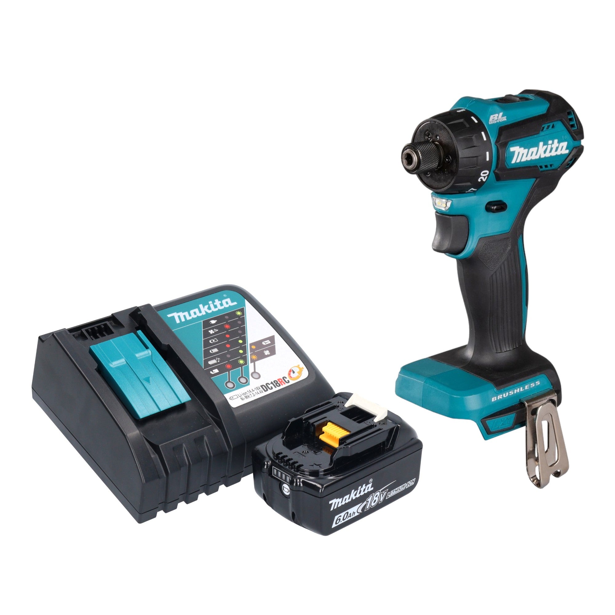 Makita DDF 083 RG1 Akku Bohrschrauber 18 V 40 Nm 1 4 Brushless 1x Akku 6 0 Ah Ladegeraet 0 - toolbrothers