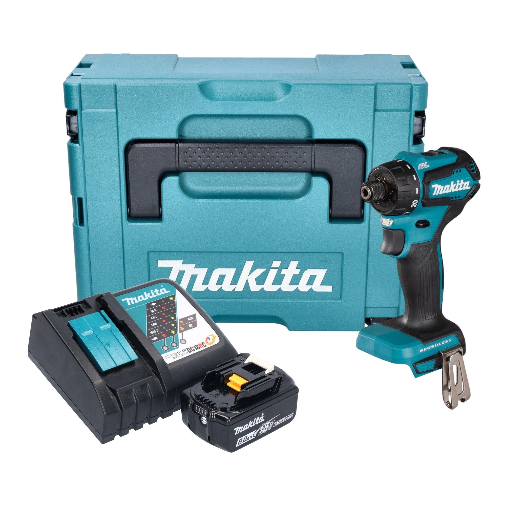 Makita DDF 083 RG1J Akku Bohrschrauber 18 V 40 Nm 1 4 Brushless 1x Akku 6 0 Ah Ladegeraet Makpac 0 - toolbrothers