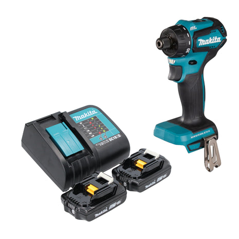 Makita DDF 083 SA akumulatorowa wiertarko-wkrętarka 18 V 40 Nm 1/4'' bezszczotkowa + 2x akumulator 2,0 Ah + ładowarka