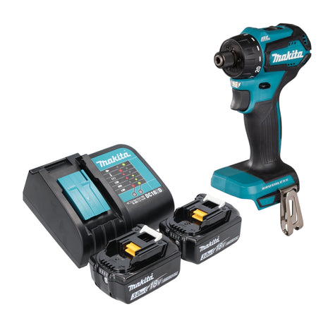 Makita DDF 083 SF akumulatorowa wiertarko-wkrętarka 18 V 40 Nm 1/4'' bezszczotkowa + 2x akumulator 3,0 Ah + ładowarka