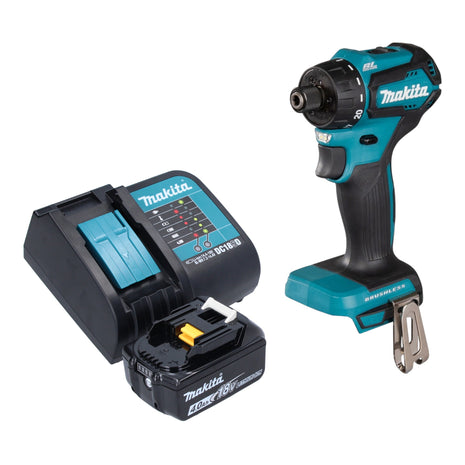 Makita DDF 083 SM1 akumulatorowa wiertarko-wkrętarka 18 V 40 Nm 1/4'' bezszczotkowa + 1x akumulator 4,0 Ah + ładowarka