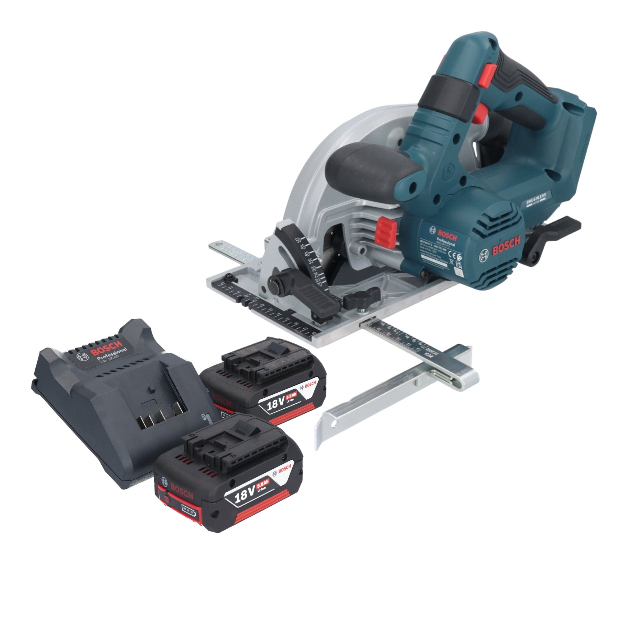Bosch GKS 18V 57 2 Professional Akku Handkreissaege 18 V 165 mm Brushless 2x Akku 5 0 Ah Ladegeraet 0 - toolbrothers