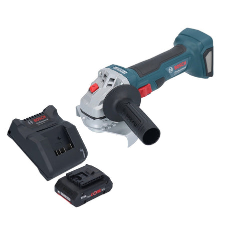 Amoladora angular a batería Bosch GWS 18V-7 Professional 18 V 125 mm sin escobillas + 1x batería ProCORE 4,0 Ah + cargador