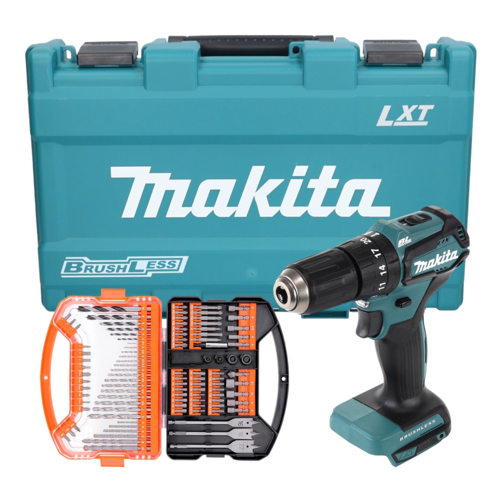 Makita DHP 483 Z Akku Schlagbohrschrauber 18 V 40 Nm Brushless inkl Koffer WellCut 101 tlg Bit und Bohrer Set 0 - toolbrothers