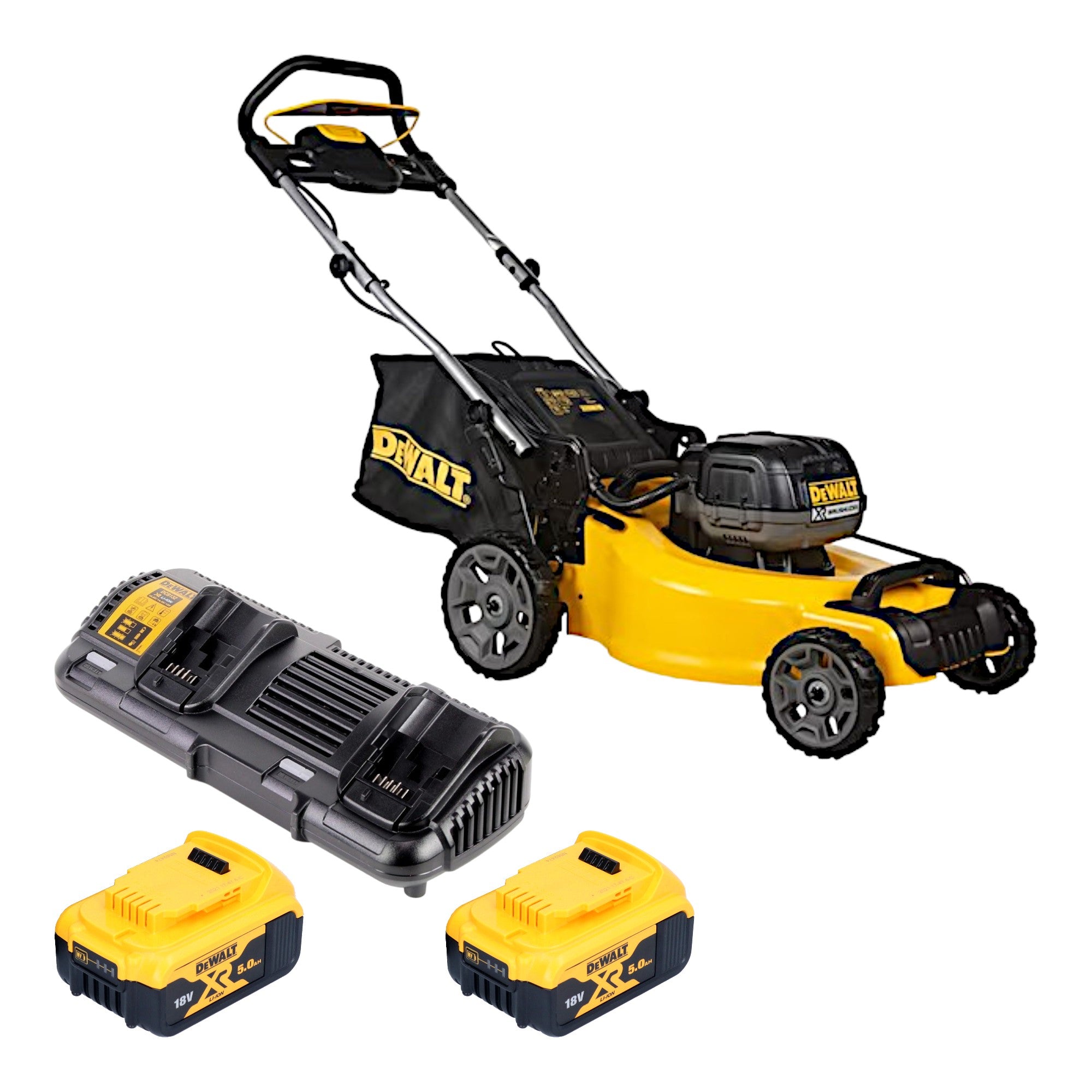 DeWalt DCMW 564 P2 Akku Rasenmaeher 36 V 2x 18 V 48 cm Brushless 2x Akku 5 0 Ah Ladegeraet 0 - toolbrothers