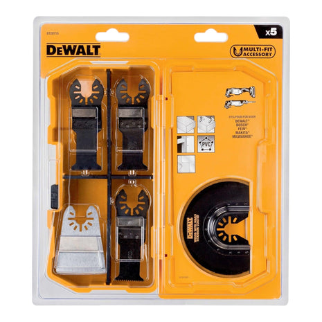 DeWalt DT 20715-QZ Multitool Accessoires 5 pcs. pour bois, bois avec clous, plastique, placoplâtre, restes de peinture et de colle