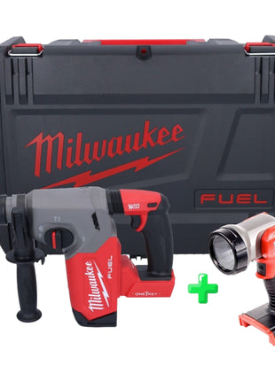 Martillo combinado a batería Milwaukee M18 ONEFHX-0X 18 V 2,5 J SDS-Plus sin escobillas + caja HD (4933478503) + Luz LED de batería Milwaukee M18 TLED