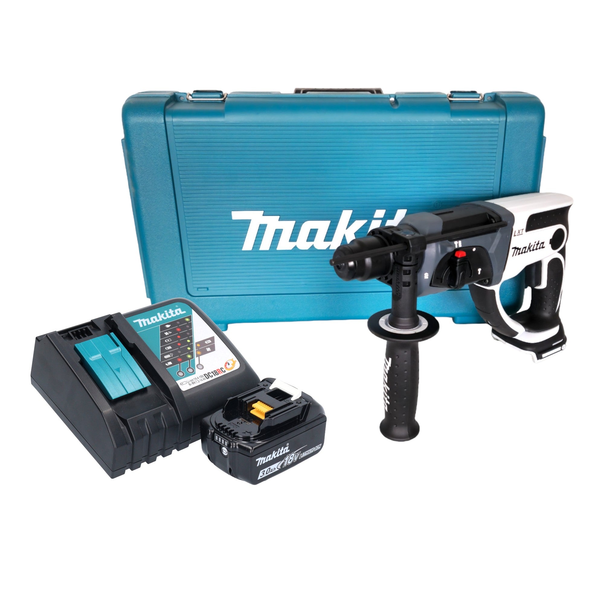 Makita DHR 202 RF1W Akku Bohrhammer 18 V 20 mm 2 0 J weiss 1x Akku 3 0 Ah Ladegeraet Koffer 0 - toolbrothers
