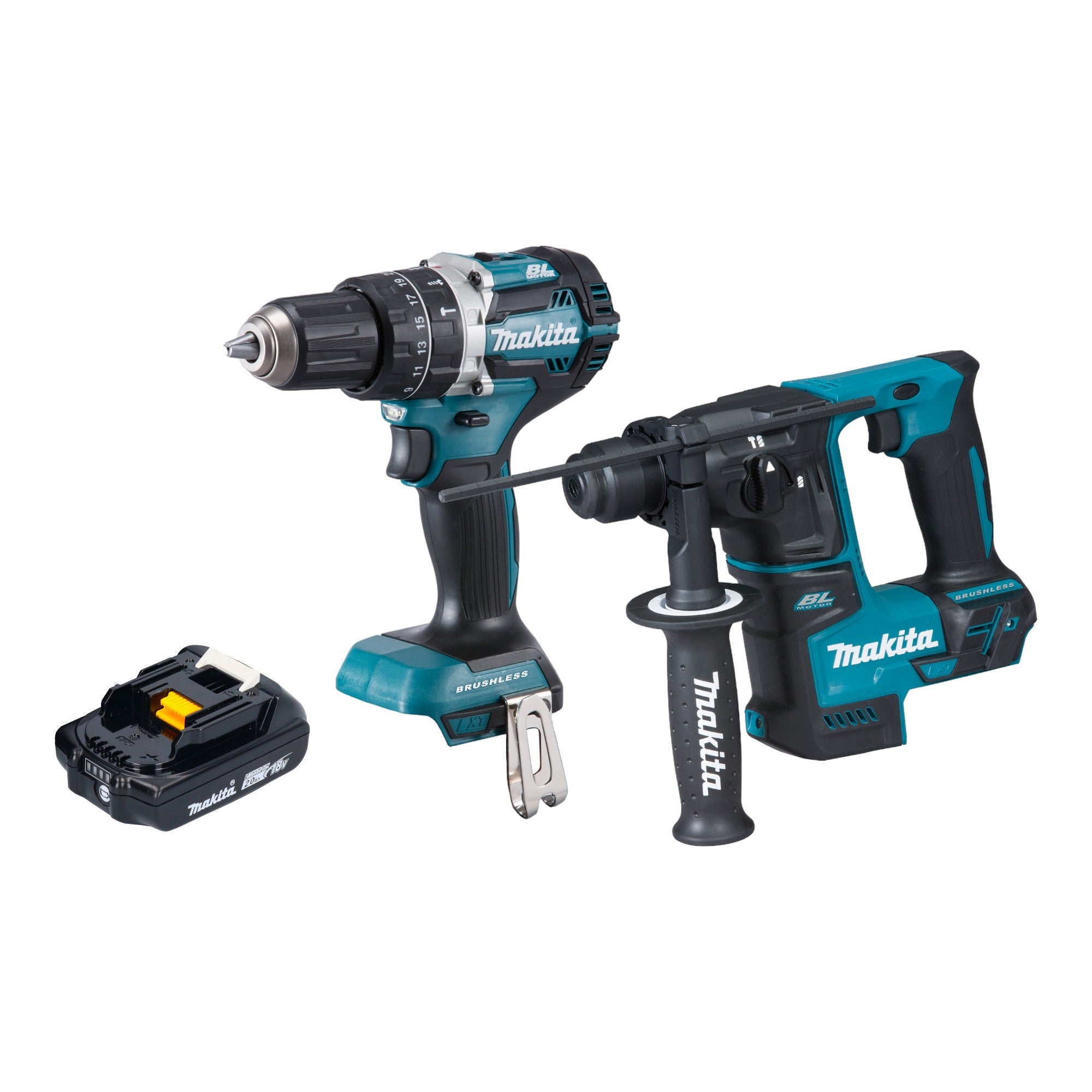 Makita DLX 2278 A1 Akku Kombo Kit DHP 484 Schlagbohrschrauber 54 Nm DHR 171 Bohrhammer 1 2 J 1x Akku 2 0 Ah ohne Ladegeraet 0 - toolbrothers
