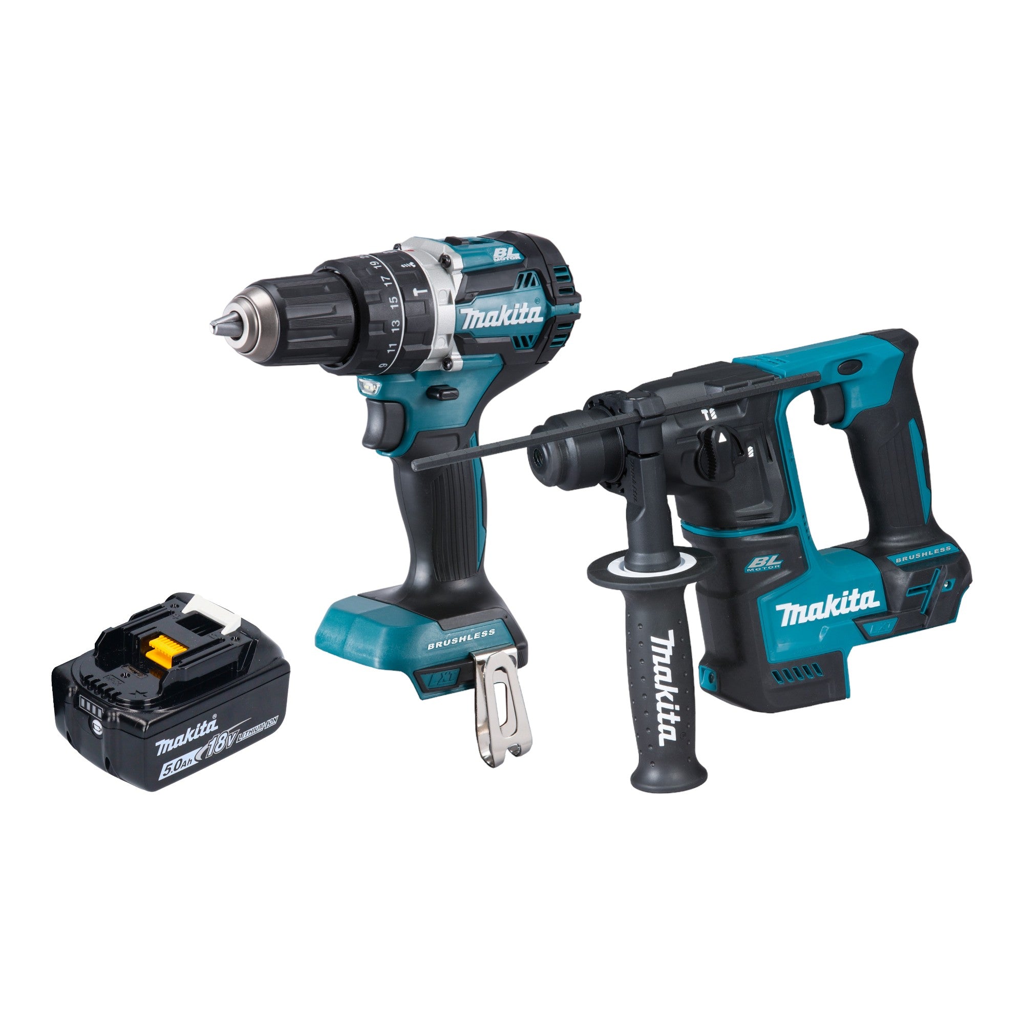 Makita DLX 2278 T1 Akku Kombo Kit DHP 484 Schlagbohrschrauber 54 Nm DHR 171 Bohrhammer 1 2 J 1x Akku 5 0 Ah ohne Ladegeraet 0 - toolbrothers