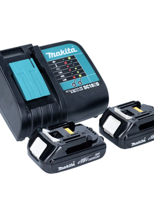 Kit combiné batterie Makita DLX 2278 SY + perceuse à percussion DHP 484 54 Nm + marteau perforateur DHR 171 1,2 J + 2 batteries 1,5 Ah + chargeur