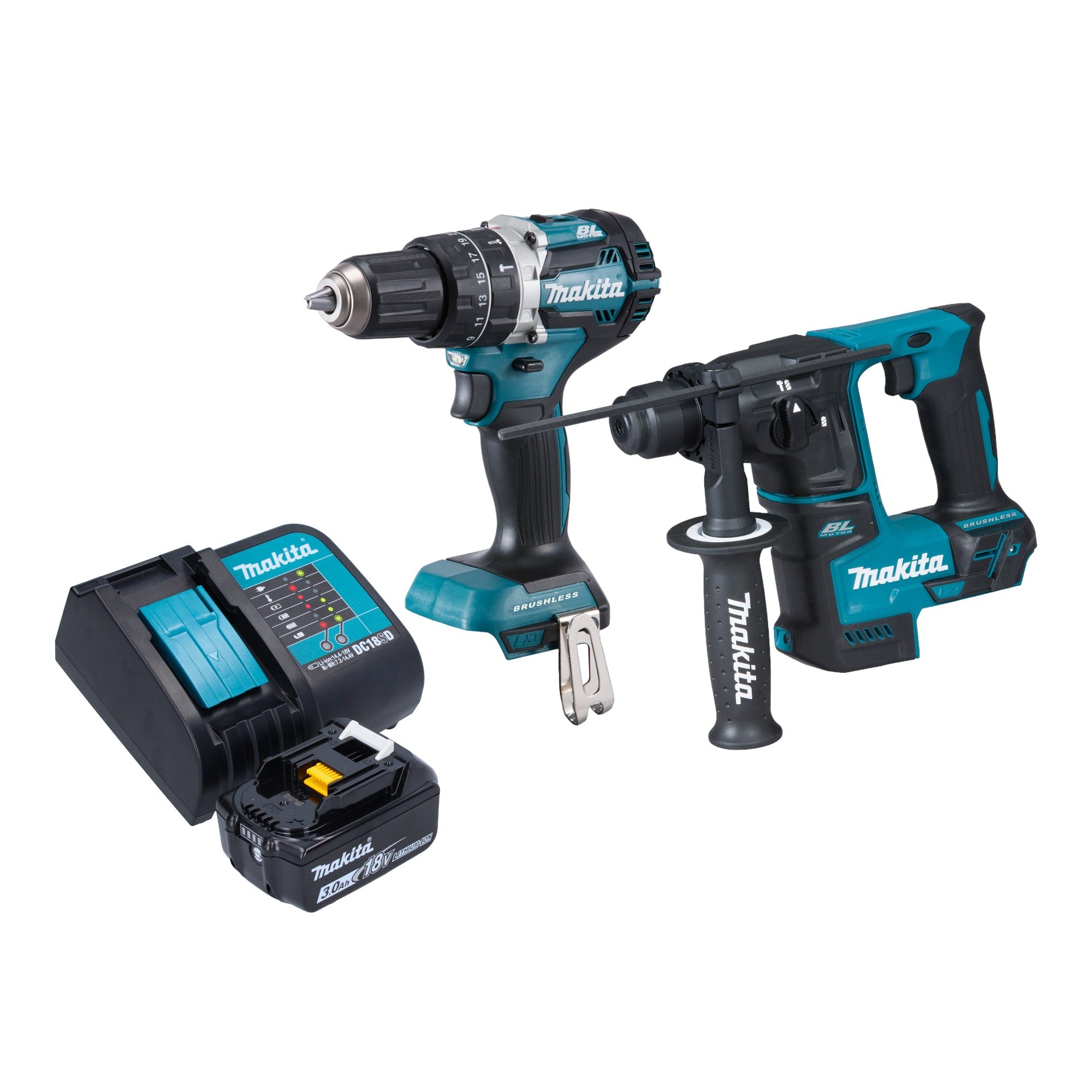 Makita DLX 2278 SF1 Akku Kombo Kit DHP 484 Schlagbohrschrauber 54 Nm DHR 171 Bohrhammer 1 2 J 1x Akku 3 0 Ah Ladegeraet 0 - toolbrothers
