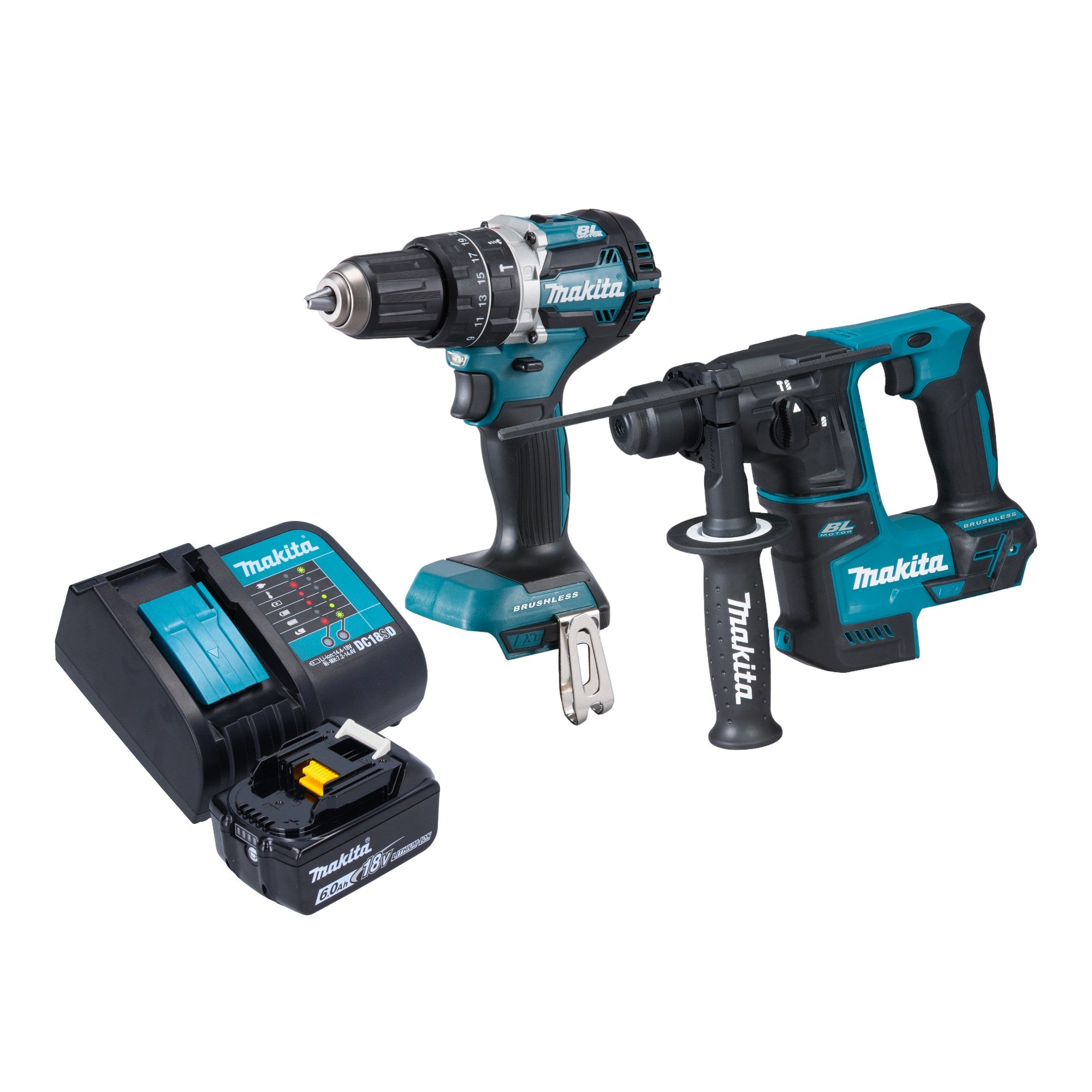 Makita DLX 2278 SG1 Akku Kombo Kit DHP 484 Schlagbohrschrauber 54 Nm DHR 171 Bohrhammer 1 2 J 1x Akku 6 0 Ah Ladegeraet 0 - toolbrothers