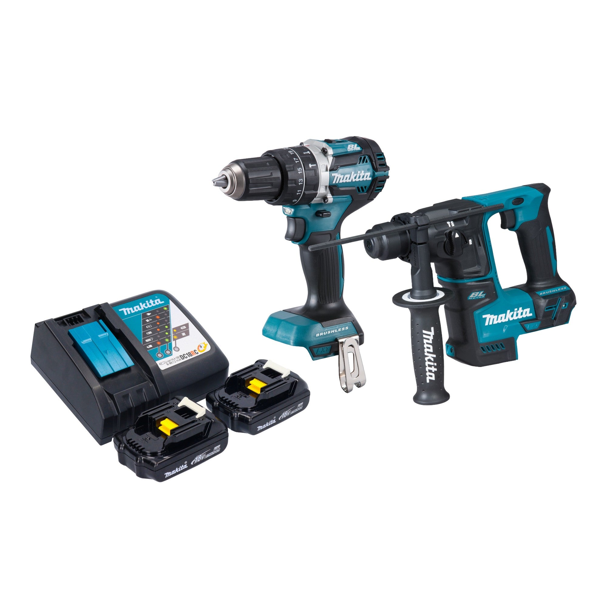 Makita DLX 2278 RY Akku Kombo Kit DHP 484 Schlagbohrschrauber 54 Nm DHR 171 Bohrhammer 1 2 J 2x Akku 1 5 Ah Ladegeraet 0 - toolbrothers