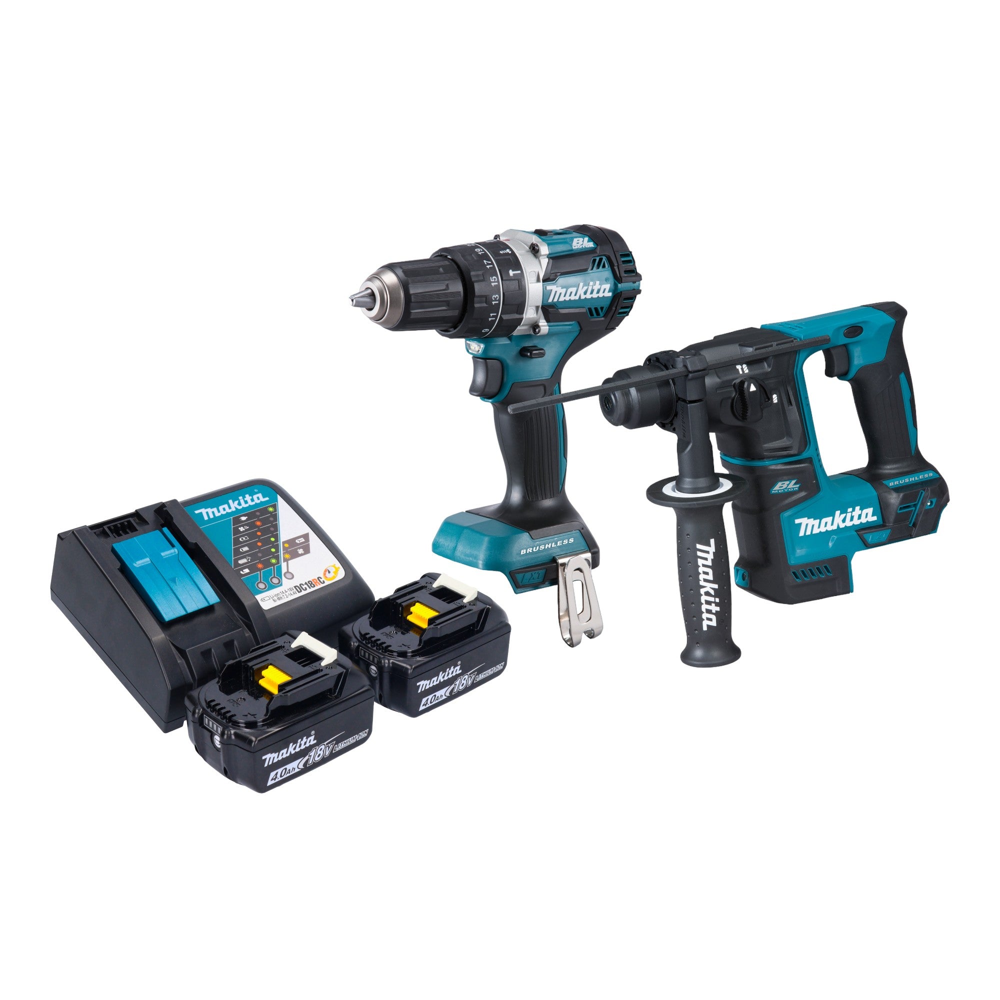 Makita DLX 2278 RM Akku Kombo Kit DHP 484 Schlagbohrschrauber 54 Nm DHR 171 Bohrhammer 1 2 J 2x Akku 4 0 Ah Ladegeraet 0 - toolbrothers