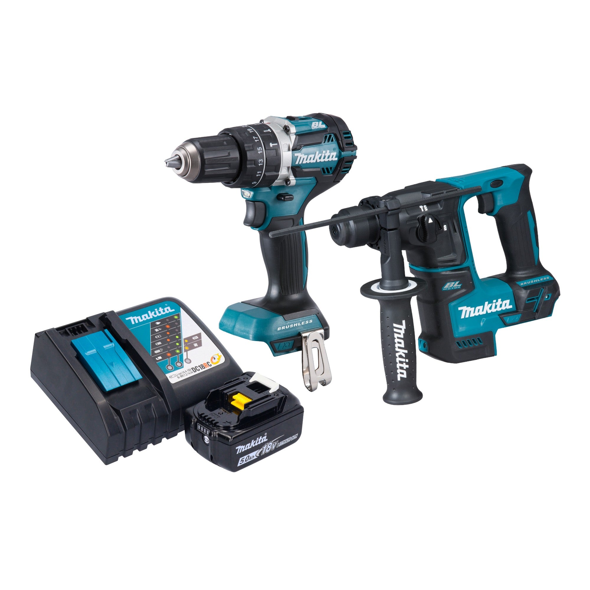 Makita DLX 2278 RT1 Akku Kombo Kit DHP 484 Schlagbohrschrauber 54 Nm DHR 171 Bohrhammer 1 2 J 1x Akku 5 0 Ah Ladegeraet 0 - toolbrothers