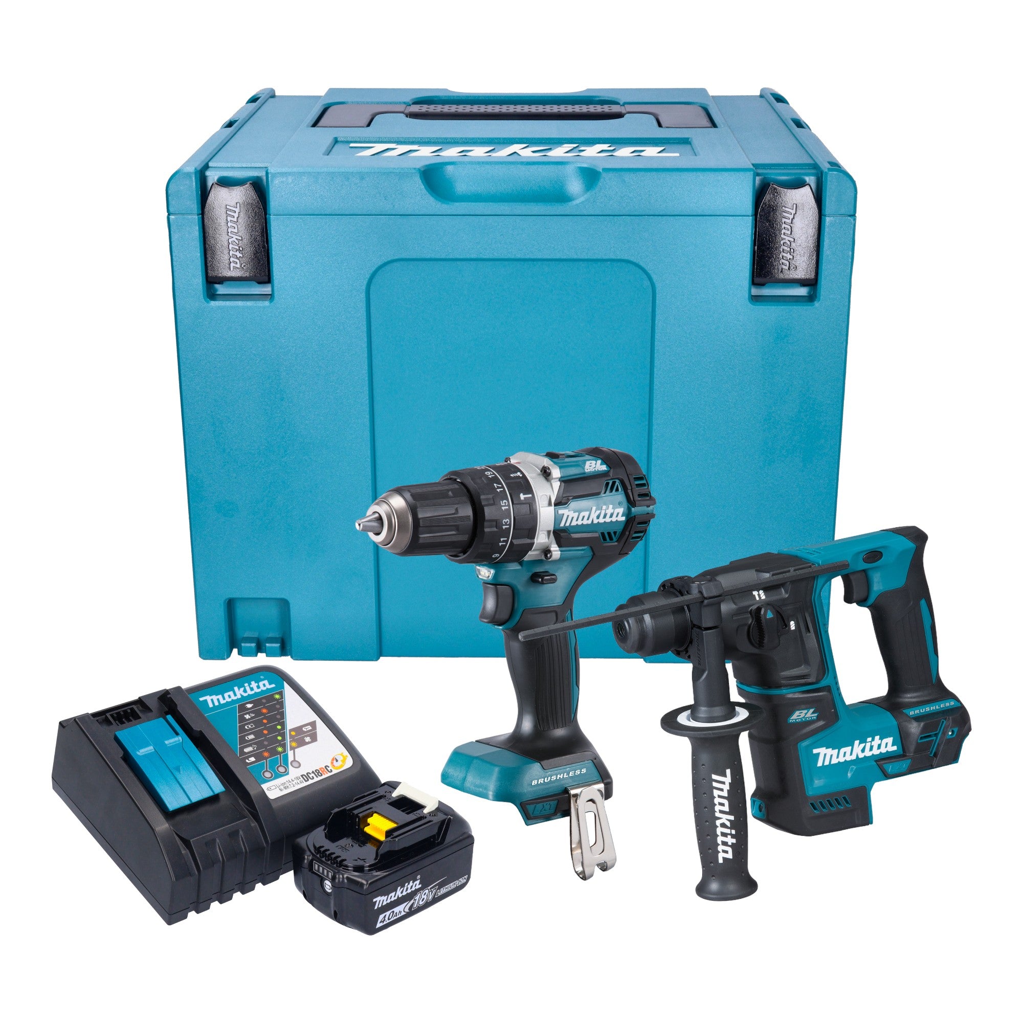 Makita DLX 2278 RM1J Akku Kombo Kit DHP 484 Schlagbohrschrauber 54 Nm DHR 171 Bohrhammer 1 2 J 1x Akku 4 0 Ah Ladegeraet Makpac 0 - toolbrothers