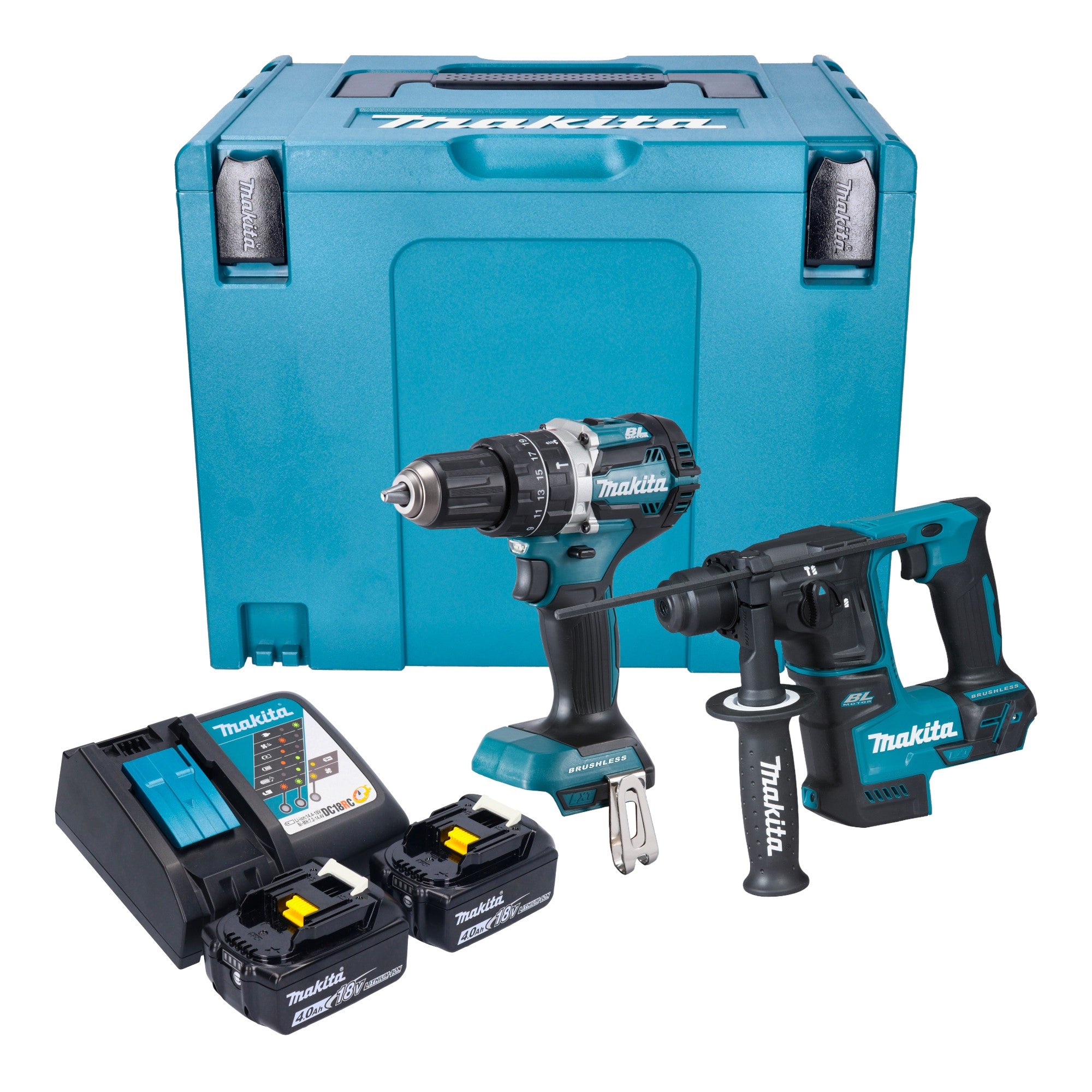 Makita DLX 2278 RMJ Akku Kombo Kit DHP 484 Schlagbohrschrauber 54 Nm DHR 171 Bohrhammer 1 2 J 2x Akku 4 0 Ah Ladegeraet Makpac 0 - toolbrothers