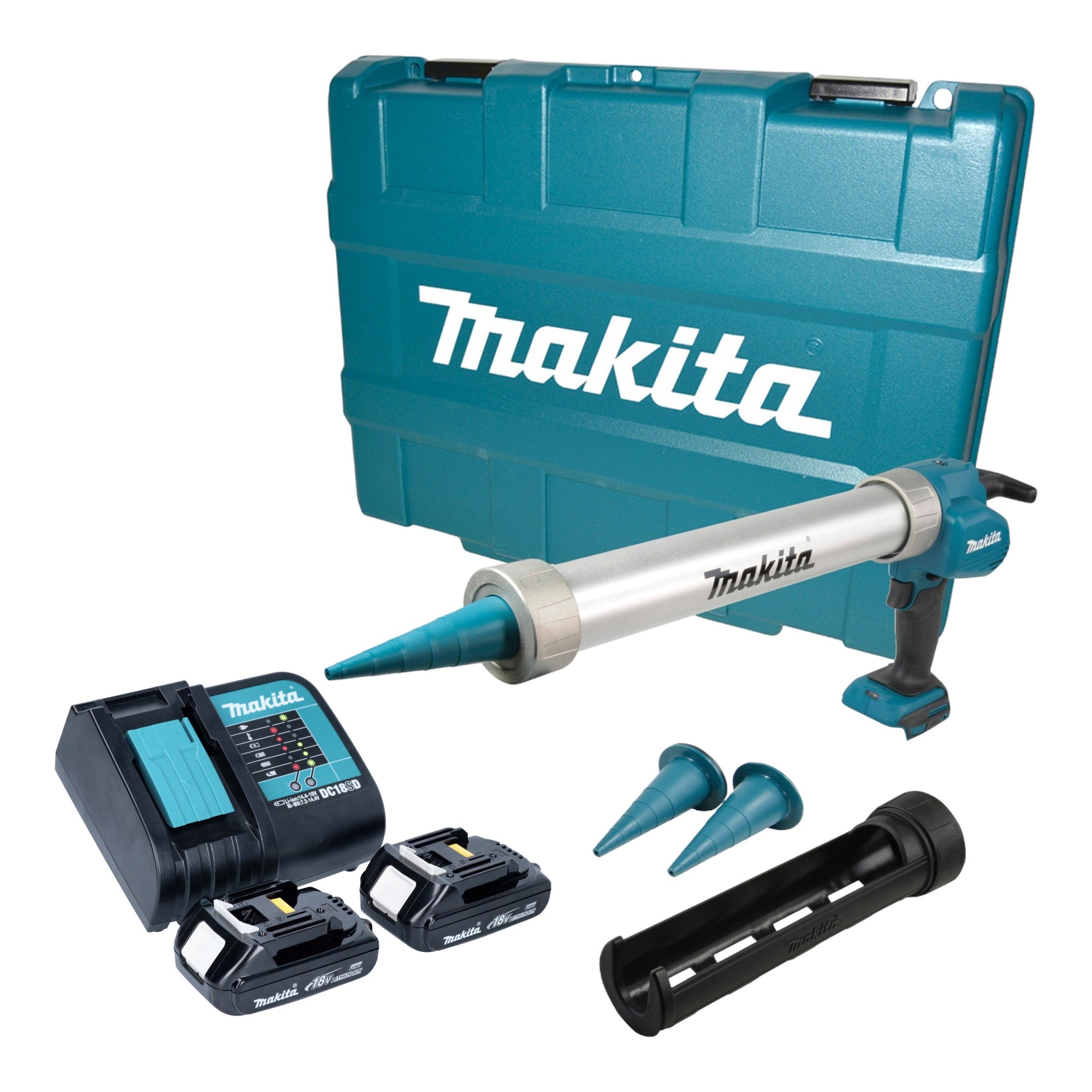 Makita DCG 180 SYXK Akku Kartuschenpistole 18 V 300 600 ml 2x Akku 1 5 Ah Ladegeraet Koffer 0 - toolbrothers