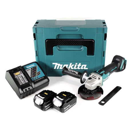 Makita DGA 454 RTJ Akku Winkelschleifer 18 V 115mm + 2x Akku 5,0Ah + Ladegerät + Makpac - Toolbrothers