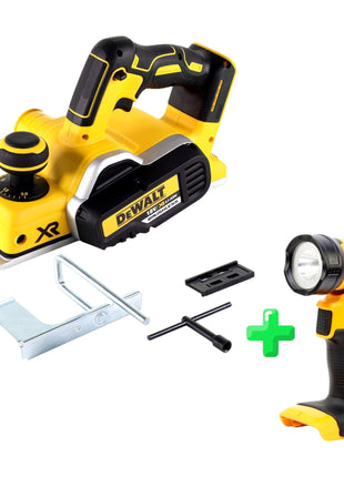 Raboteuse à batterie DeWalt DCP 580 N 18V 82mm brushless solo + lampe à batterie DeWalt DCL 040 18V XR Li-Ion