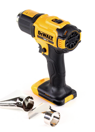 Pistola de aire caliente DeWalt DCE 530 N batería 18V 530°C Solo + boquilla de superficie y reflector + lámpara de batería DeWalt DCL 040 18V XR Li-Ion