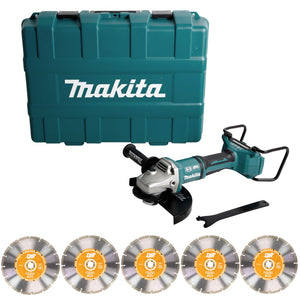 Makita DGA 900 ZKX2 Akku Winkelschleifer 36V ( 2x18V ) 230mm Brushless Solo + Ezynut + 5x Trennscheibe + Koffer - ohne Akku, ohne Ladegerät