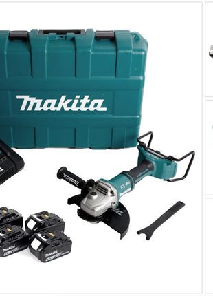 Makita DGA 900 G4KX2 Akku Winkelschleifer 36V ( 2x18V ) 230mm Brushless + 4x Akku 6,0Ah + Doppelladegerät + Ezynut + Koffer - Toolbrothers