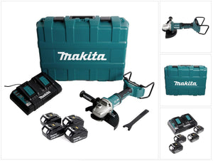 Makita DGA 900 G4KX2 Akku Winkelschleifer 36V ( 2x18V ) 230mm Brushless + 4x Akku 6,0Ah + Doppelladegerät + Ezynut + Koffer