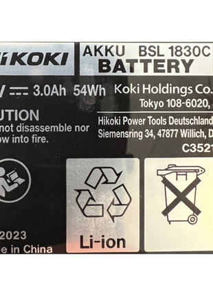 Hikoki BSL1830C 2x Akkupack 18 V 3,0 Ah / 3000 mAh Li-ion ( 339783 )