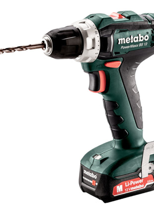 Metabo PowerMaxx BS 12 Set Akku Bohrschrauber 12 V 40 Nm ( 601036870 ) + 2x Akku 2,0 Ah + Ladegerät + Zubehör Set + Koffer