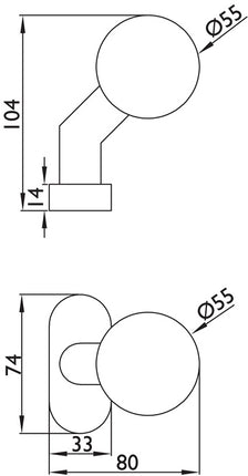 Rahmentürknopf 2085 ( 3000267269 ) Material Edelstahl 60 festdrehbar