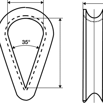 Kausche DIN 6899 Form B ( 1000120172 ) 12 mm galvanisch verzinkt mit tiefer Rille
