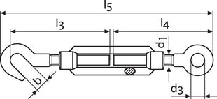 Tendeur DIN 1480 (1000120408) M8 longueur 182 - 257 mm galvanisé