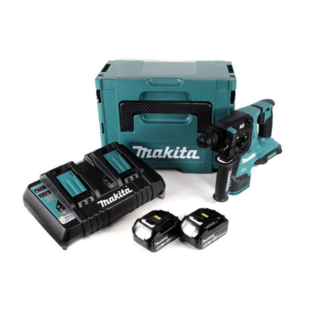 Makita DHR 280 PTJ 2 x 18 V 36 V Li-Ion Akku Bohrhammer Brushless 28 mm für SDS-PLUS im Makpac + 2 x 5,0 Ah Akku + Doppelladegerät - Toolbrothers