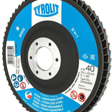 Tyrolit Fächerscheibe BASIC ( 8000757509 ) Ø 125 mm Körnung 80 gekröpft