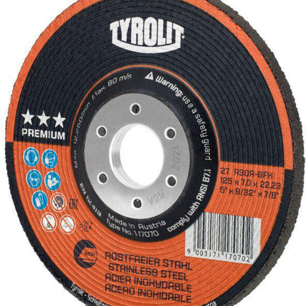 Tyrolit Schruppscheibe PREMIUM ( 4000845902 ) D125xS7mmKörnung 30 Bohrung 22,23 mm