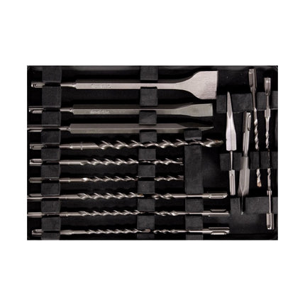 Makita DHR 281 PMJ Akku Bohrhammer 2x18V 2,8J brushless SDS plus + Schnellwechselfutter + 2x Akku 4,0 Ah + Doppelladegerät + 17tlg. Bohrer und Meißel Set + Makpac - Toolbrothers