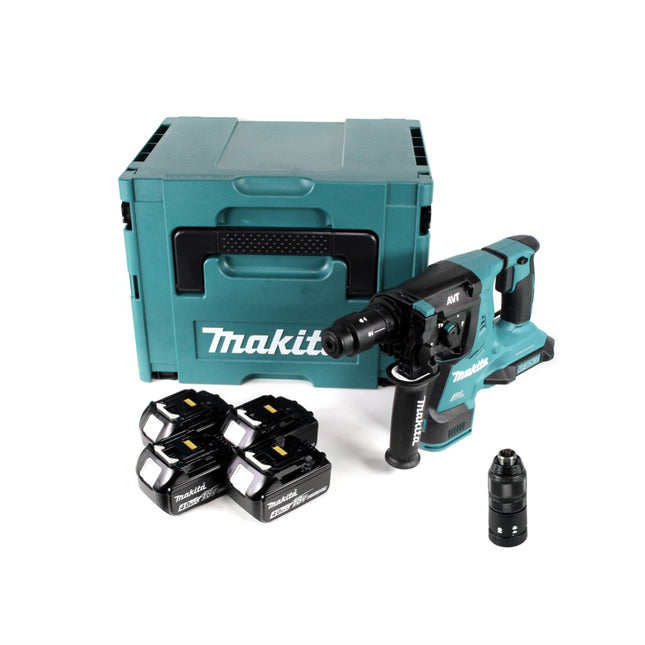 Makita DHR 281 M4J Brushless Akku Bohrhammer 28 mm 2x 18 V für SDS-PLUS mit Schnellwechselfutter im Makpac + 4x 4,0 Ah Akku - ohne Ladegerät - Toolbrothers