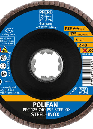 PFERD Rondelle à lamelles X-LOCK PSF Z STEELOX ( 4000840252 ) Ø 125 mm Granulométrie 40 conique