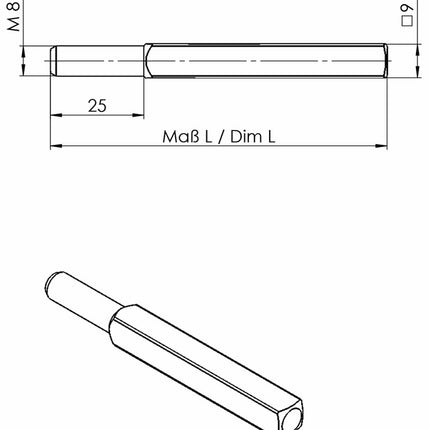 Ogro FS-Wechselstift OGRO 115 FS ( 3000267165 ) Vierkant 9 x 90 mm Vollstift