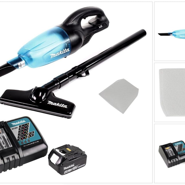 Makita DCL 180 RM1 B Akku Staubsauger 18 V Schwarz + 1x Akku 4,0 Ah + Ladegerät + 10x Staubsack - Toolbrothers