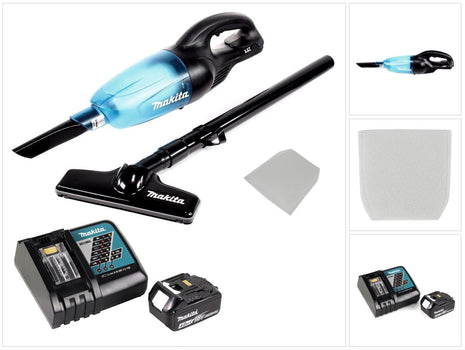 Makita DCL 180 RM1 B Akku Staubsauger 18 V Schwarz + 1x Akku 4,0 Ah + Ladegerät + 10x Staubsack - Toolbrothers