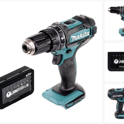 Makita DHP 482 Z Akku Schlagbohrschrauber 18 V 62Nm + 31 tlg. Wiha Bit Set Dinotech Edition - Toolbrothers