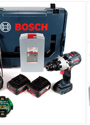 Bosch GSR 18 V-85 C Akku Bohrschrauber 18V 110Nm Solo in L-Boxx mit GCY 30-4 Connectivity Modul und 2x 5,0 Ah Akku + Ladegerät + 25 tlg. Spiralbohrer Set - Toolbrothers