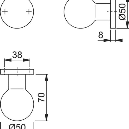 Hoppe Knopfrosette 50/11 ( 8000348172 ) Aluminium F1 Kugelknopf