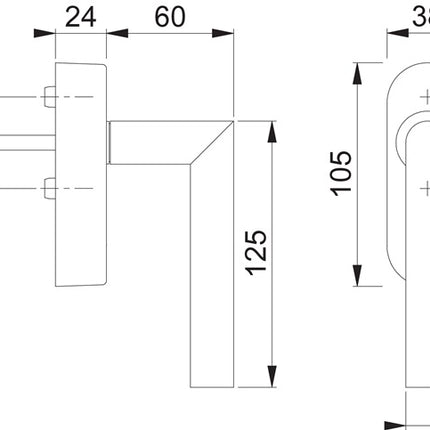 Hoppe Fenstergriff Amsterdam E0400/FR-408 ( 8000460411 ) Edelstahl 20-30 mm eFenstergriff