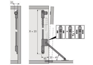 Soporte para solapa Hettich classic D con vaso magnético (8000609151) acero niquelado, longitud 290 mm