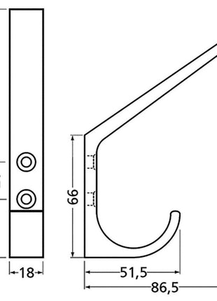 Hermeta Huthaken 0148 ( 3000283275 ) einfach Ausladung 86,5 mm Höhe 135 mm