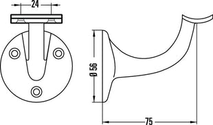 Support de main courante Hermeta 3505 ( 3000283332 ) aluminium anodisé couleur argent appui bombé